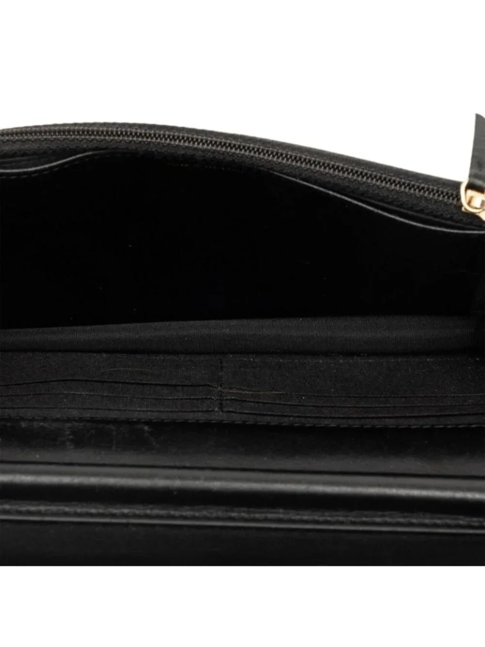 Chanel CC Filigree CC Logo Chain Shoulder Bag Wallet Black Caviar Leather